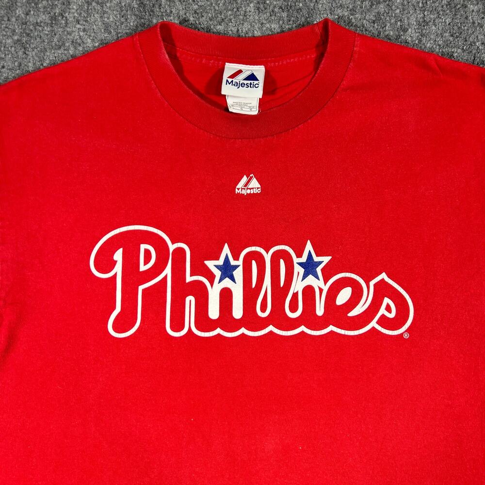 Y2K Majestic Philadelphia Phillies Cliff Lee #33 T-Shirt Red Large